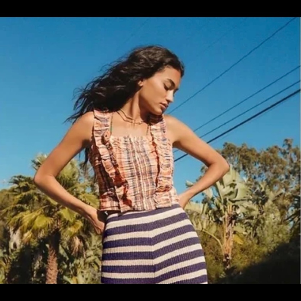🔴🔴NWT ANTHROPOLOGIE Verb by Pallavi Singhee Ruffled Plaid Tank Size M